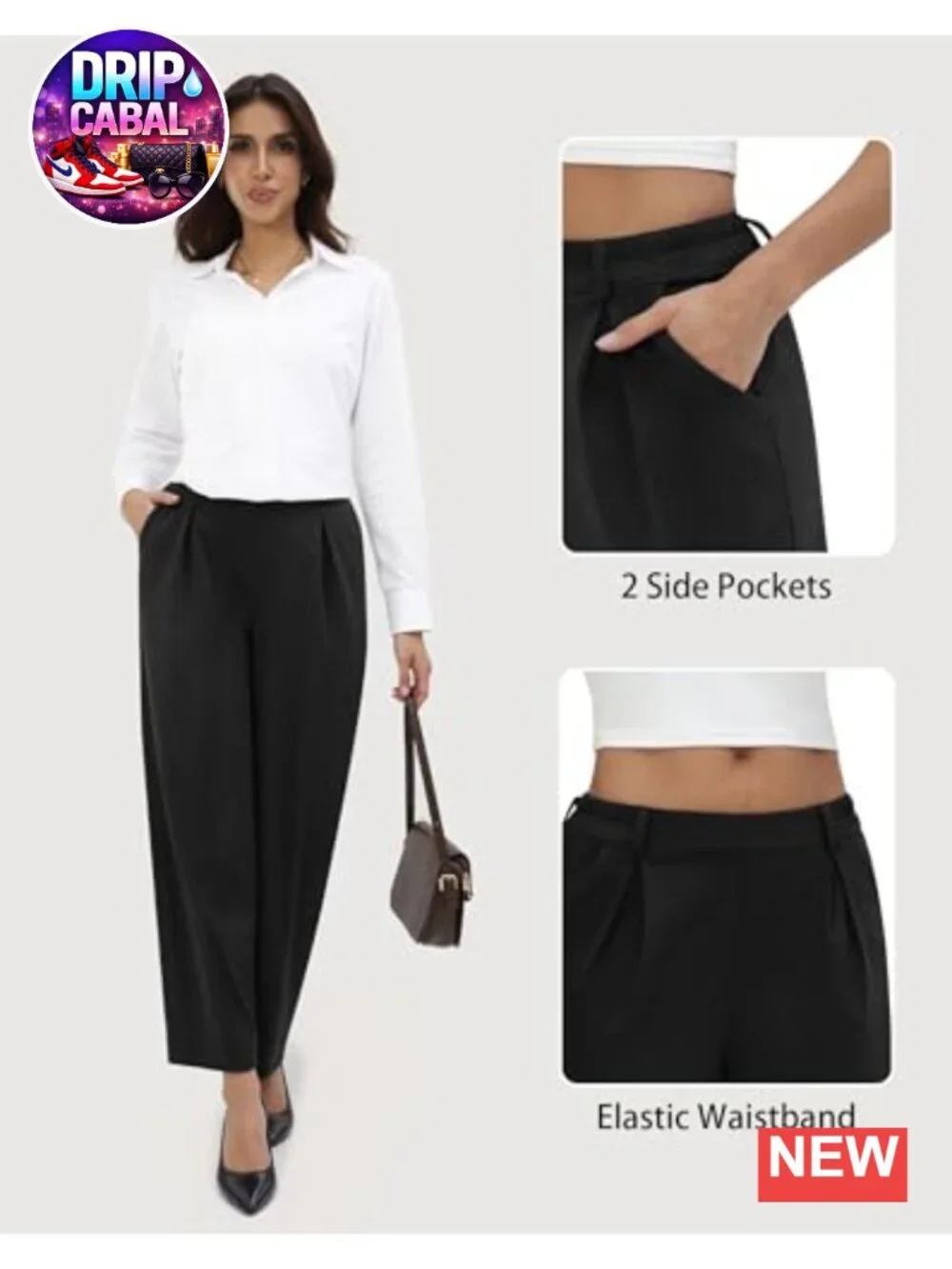 Wide Leg Dress Pants High Waisted Business Casual Work Slacks Pleated Front
